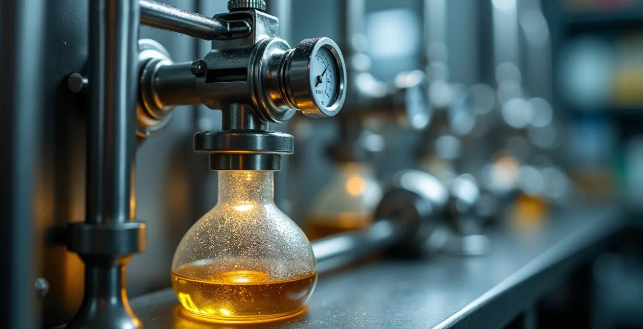 Machine d'extraction CO2 supercritique dans laboratoire français avec cylindres métalliques