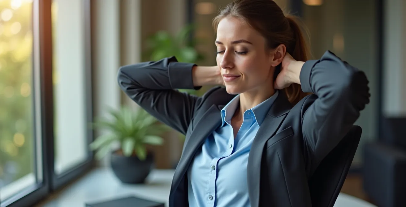 Technique discrète de relaxation des épaules au travail pour gérer le stress du sevrage