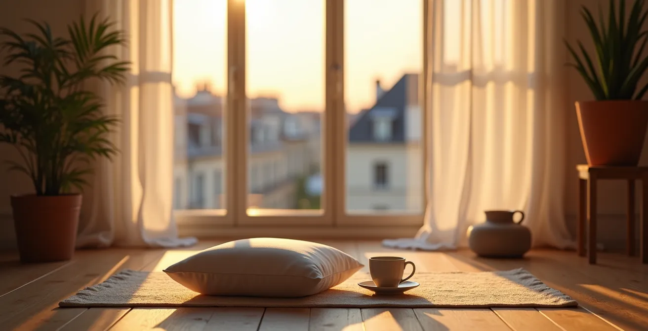 Espace de vie apaisant avec ambiance zen pour la relaxation du soir
